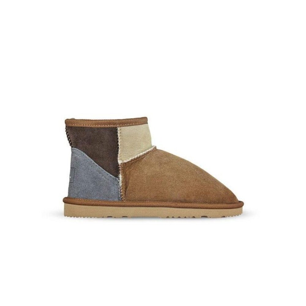 Burlee Women's Sheepskin Boot Mid Tricolor  – Warm & Stylish, Moisture-Wicking a